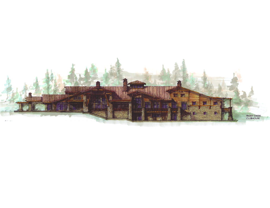 Architectural rendering of Frost Creek Clubhouse, a 40,000 sq ft retreat in Eagle County, Colorado